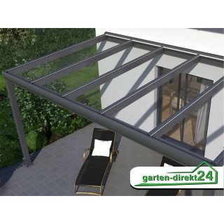 Superior Terrassenüberdachungen für VSG Glas 4,06m x 2,50m Anthrazit Ohne Glaseindeckung