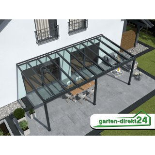 Superior Terrassenüberdachungen für VSG Glas 4,06m x 2,50m Anthrazit VSG milchig opal, 8mm