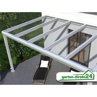 Superior Terrassenüberdachungen für VSG Glas 4,06m x 2,50m Weiß VSG klar, 8mm