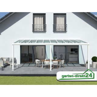 Superior Terrassenüberdachungen für VSG Glas 4,06m x 3,50m Weiß VSG milchig opal, 8mm