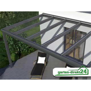 Superior Terrassenüberdachungen für VSG Glas 4,06m x 4,00m Anthrazit Ohne Glaseindeckung