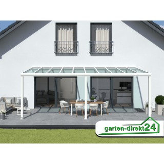 Superior Terrassenüberdachungen für VSG Glas 5,06m x 2,50m Weiß VSG klar, 8mm