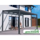 GD24 Alu-Ständerwerk für wandseitige Abstützung (4m Breite) Weiß Superior- oder Vintage -Terrassendach für VSG Glas