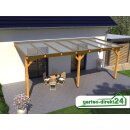 Natura Holz Terrassenüberdachungen mit Stegplatten 7,00m x 2,50m eiskristall Venti Decklack weiß U-Pfostenträger zum Einbetonieren