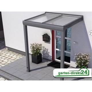 GD24 Vordach mit Stegplatten 2,00m x 1,00m Anthrazit transparent