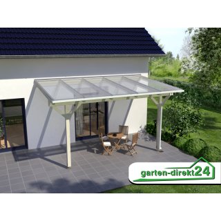 Natura Holz Terrassenüberdachungen mit Stegplatten 10,00m x 4,50m Deluxe, klar-hitzestop Pinie/Lärche U-Pfostenträger zum Einbetonieren