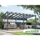 Freistehende Alu Überdachung für VSG Glas 3,06m x 2,50m Anthrazit VSG milchig opal, 8mm