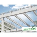 Freistehende Alu Überdachung für VSG Glas 4,06m x 2,00m Weiß VSG klar, 10mm