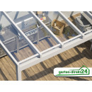 Freistehende Alu Überdachung für VSG Glas 7,06m x 2,00m Weiß VSG klar, 8mm