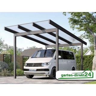 Flachdach Alu-Carport Bausatz 3,06m x 6,00m Anthrazit Plexi Resist