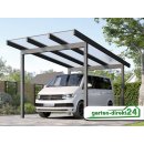 Flachdach Alu-Carport Bausatz 5,06m x 5,00m Anthrazit Deluxe, transparent