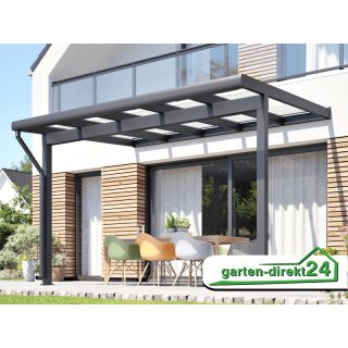 Vintage Terrassenüberdachungen mit VSG Glas 5,06m x 3,00m Anthrazit VSG klar, 10mm