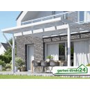 Vintage Terrassenüberdachungen mit VSG Glas 7,06m x 2,50m Weiß VSG grau, 8mm