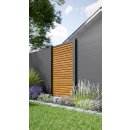Alu-Lamellenzaun, Rhombus geschlossen, Golden Oak, Alu-Profile anthrazit