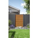 Alu-Lamellenzaun, Rhombus geschlossen, Golden Oak, Alu-Profile anthrazit