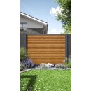 Alu-Lamellenzaun, Rhombus geschlossen, Golden Oak, Alu-Profile anthrazit