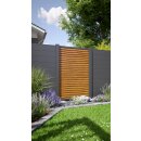 Alu-Lamellenzaun, Rhombus geschlossen, Golden Oak, Alu-Profile anthrazit