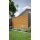 Alu-Lamellenzaun, Rhombus geschlossen, Golden Oak, Alu-Profile anthrazit