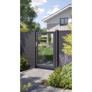 Alu-Gartentor anthrazit, Glas, 1 Meter Breite