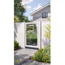 Alu-Gartentor weiß, Glas, 1 Meter Breite