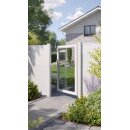 Alu-Gartentor weiß, Glas, 1 Meter Breite
