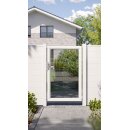 Alu-Gartentor weiß, Glas, 1 Meter Breite