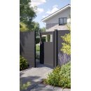 Alu-Gartentor anthrazit, Trennwandprofile mit Glas, 1...