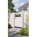 Alu-Gartentor weiß, Trennwandprofile mit Glas, 1...
