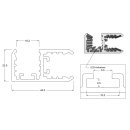 90°-Alu-Schiene mit LED-Aufnahme, anthrazit 3000 mm