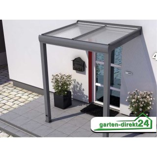 GD24 Vordach mit Stegplatten 2,00m x 1,00m Anthrazit transparent, hitzestop