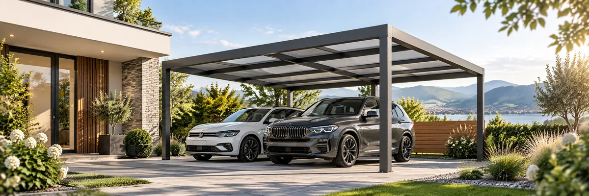 Aluminium Carports mit Stegplatten für Fahrzeuge
